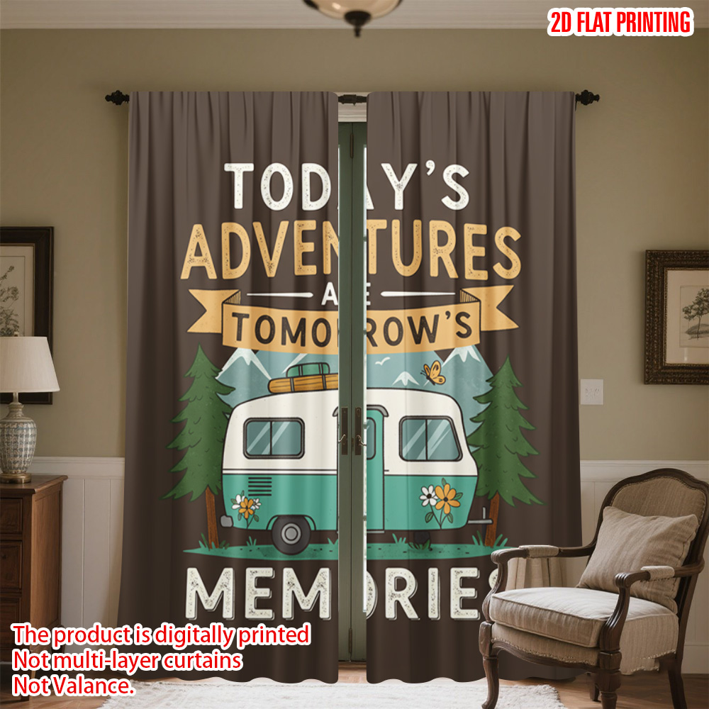 Outdoor Adventure Youtube - 2 adet 2D düz baskı Perde